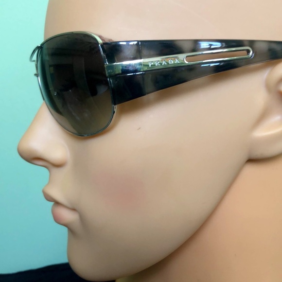 Prada Grey/Black Aviator Sunglasses